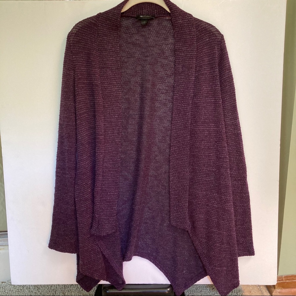 AB Studio purple open front sweater cardigan M